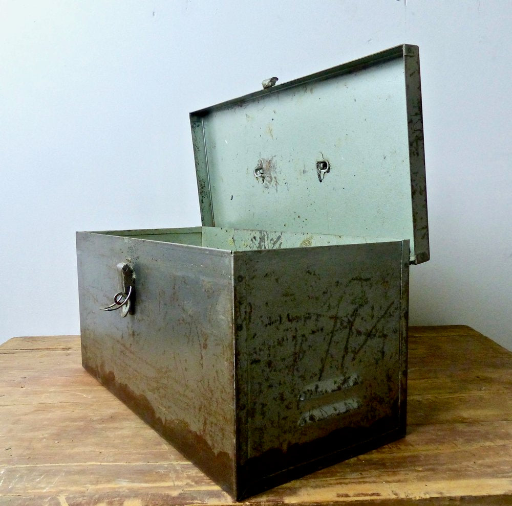 Vintage Metal Mechanic’s Tool Box or Fisherman’s Tackle Box | Scott Landon Antiques and Interiors.