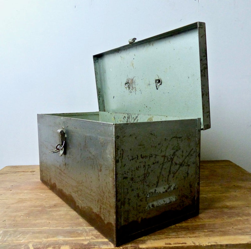 Vintage Metal Mechanic’s Tool Box or Fisherman’s Tackle Box | Scott Landon Antiques and Interiors.