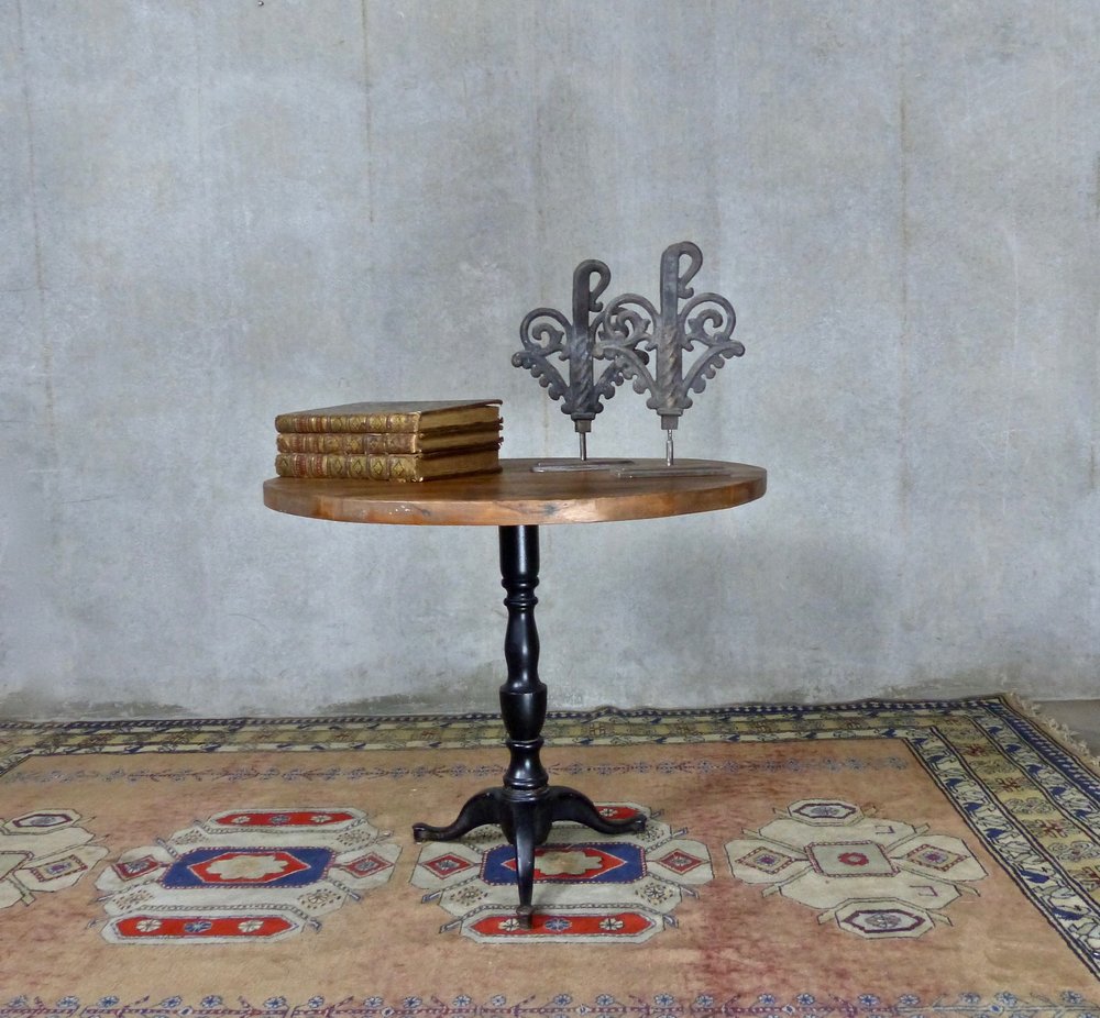 Reclaimed Pine Tabletop with Antique Cast Iron Base | Scott Landon Antiques and Interiors.