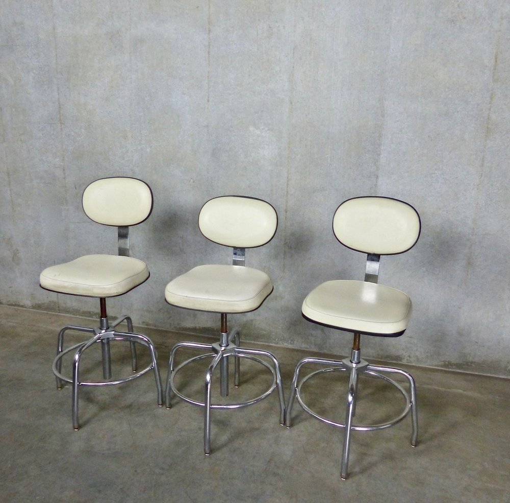 SET OF 8 MCM Adjustable Height Bar Stool by Garrett Industries, Indiana | Scott Landon Antiques and Interiors.