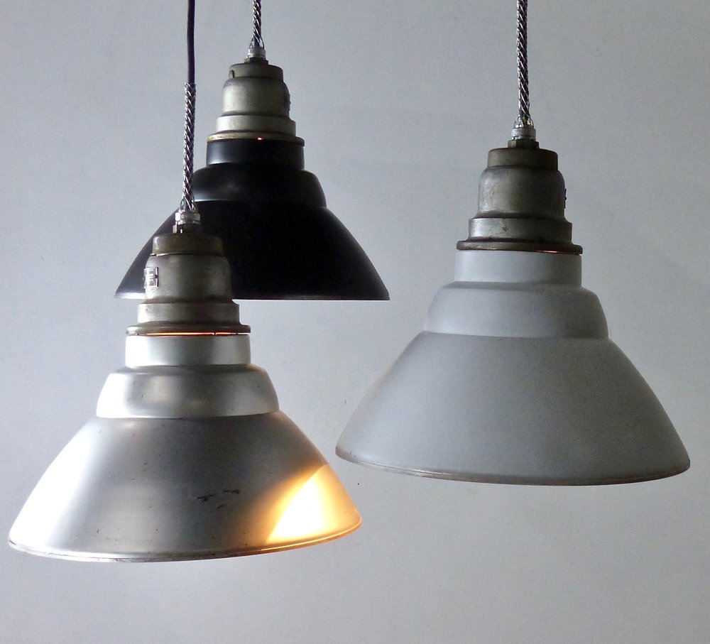 General Electric Industrial Pendants Circa 1940s Set of 20 | Scott Landon Antiques and Interiors.