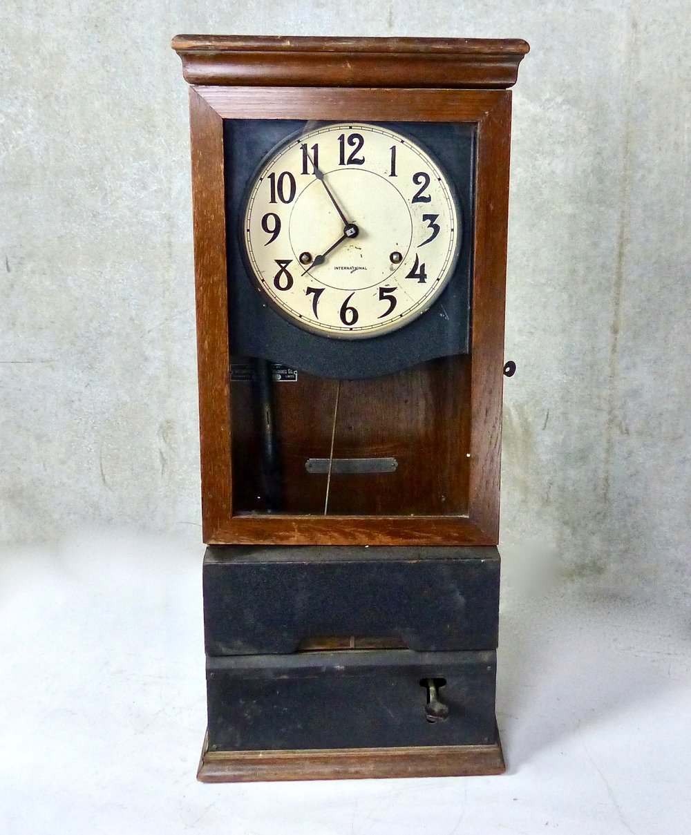 Circa 1930s IBM Oak Cabinet Clock | Scott Landon Antiques and Interiors.