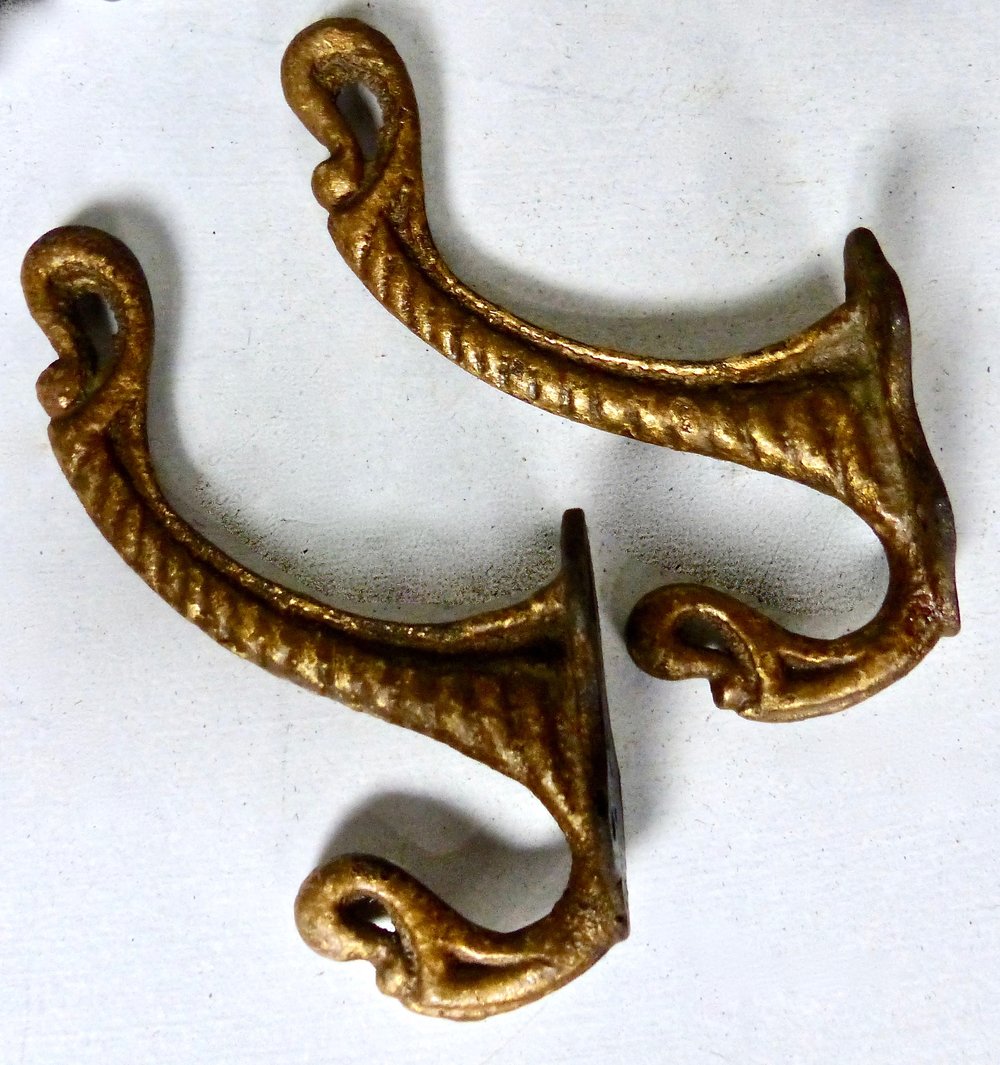 Circa 1900 Brass Coat Hooks