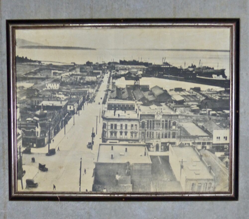 Circa 1920s Framed Photograph of Downtown Bellingham WA | Scott Landon Antiques and Interiors.