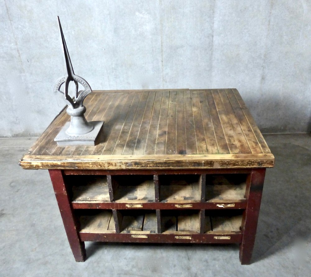 Circa 1910 Wooden Mercantile Hardware Cabinet Work Station | Scott Landon Antiques and Interiors.