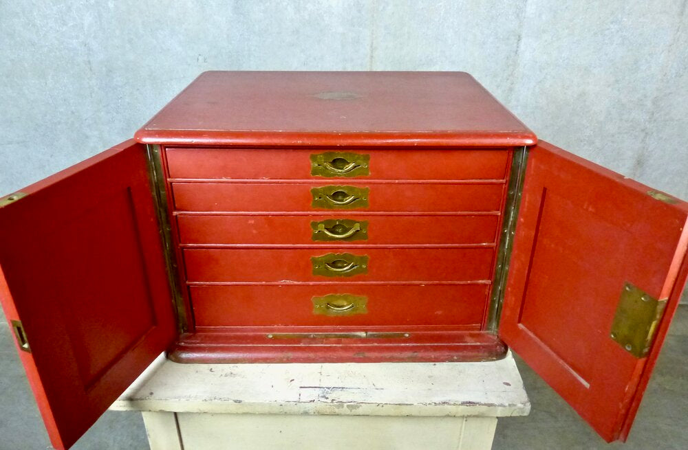 Circa 1920 Cutlery Cabinet with Some Silver-Plated Tableware | Scott Landon Antiques and Interiors.