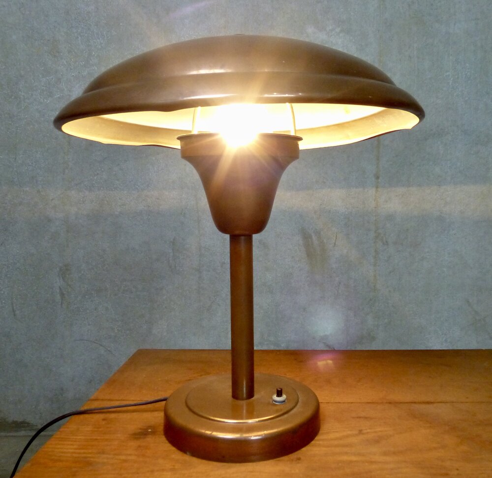 1930 MCM Dome-Topped Copper Mushroom Desk Lamp | Scott Landon Antiques and Interiors.