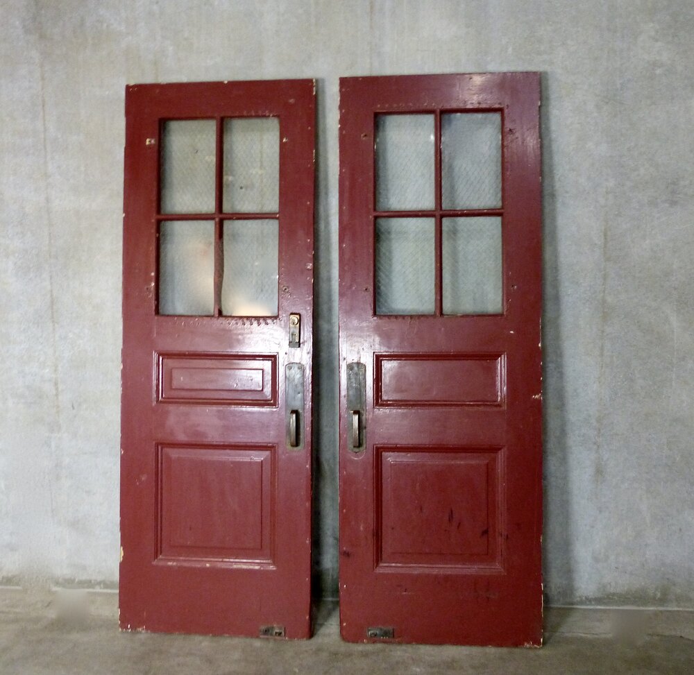 Circa 1920 Pair of Solid Oak Exterior Doors | Scott Landon Antiques and Interiors.