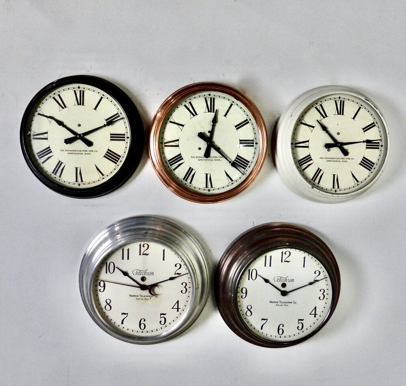 Vintage Copper Wall-Mounted Clocks by Standard and Telechron | Scott Landon Antiques and Interiors.