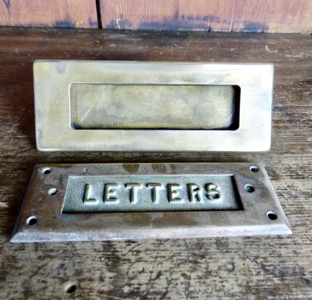 1920 Brass Letter Slots | Scott Landon Antiques and Interiors.