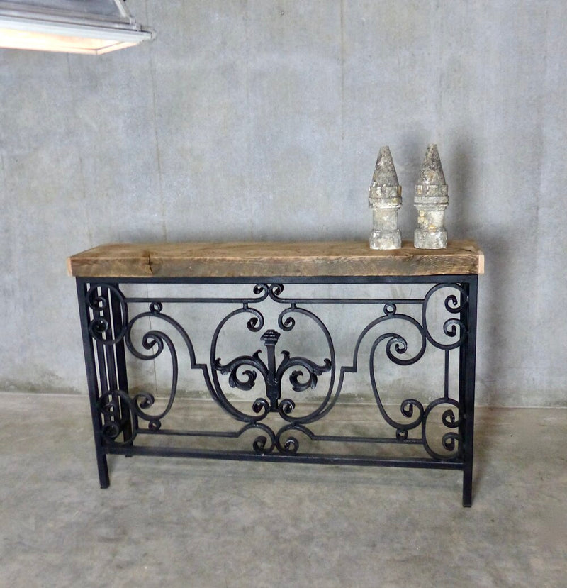 Wrought Iron and Reclaimed Wood Console Table | Scott Landon Antiques and Interiors.