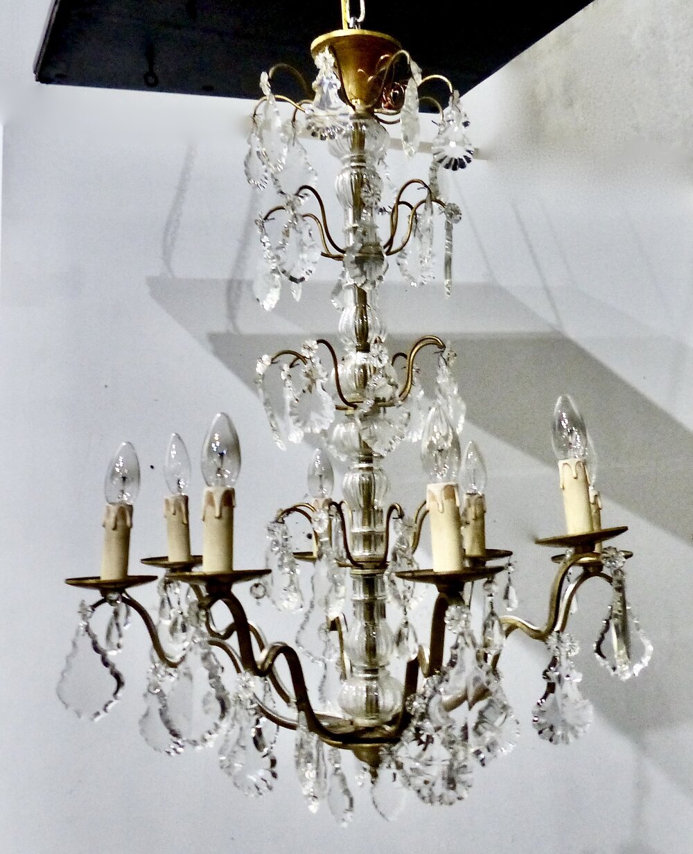 Circa 1930 French Eight-Arm oxidized BRONZE  Chandelier | Scott Landon Antiques and Interiors.