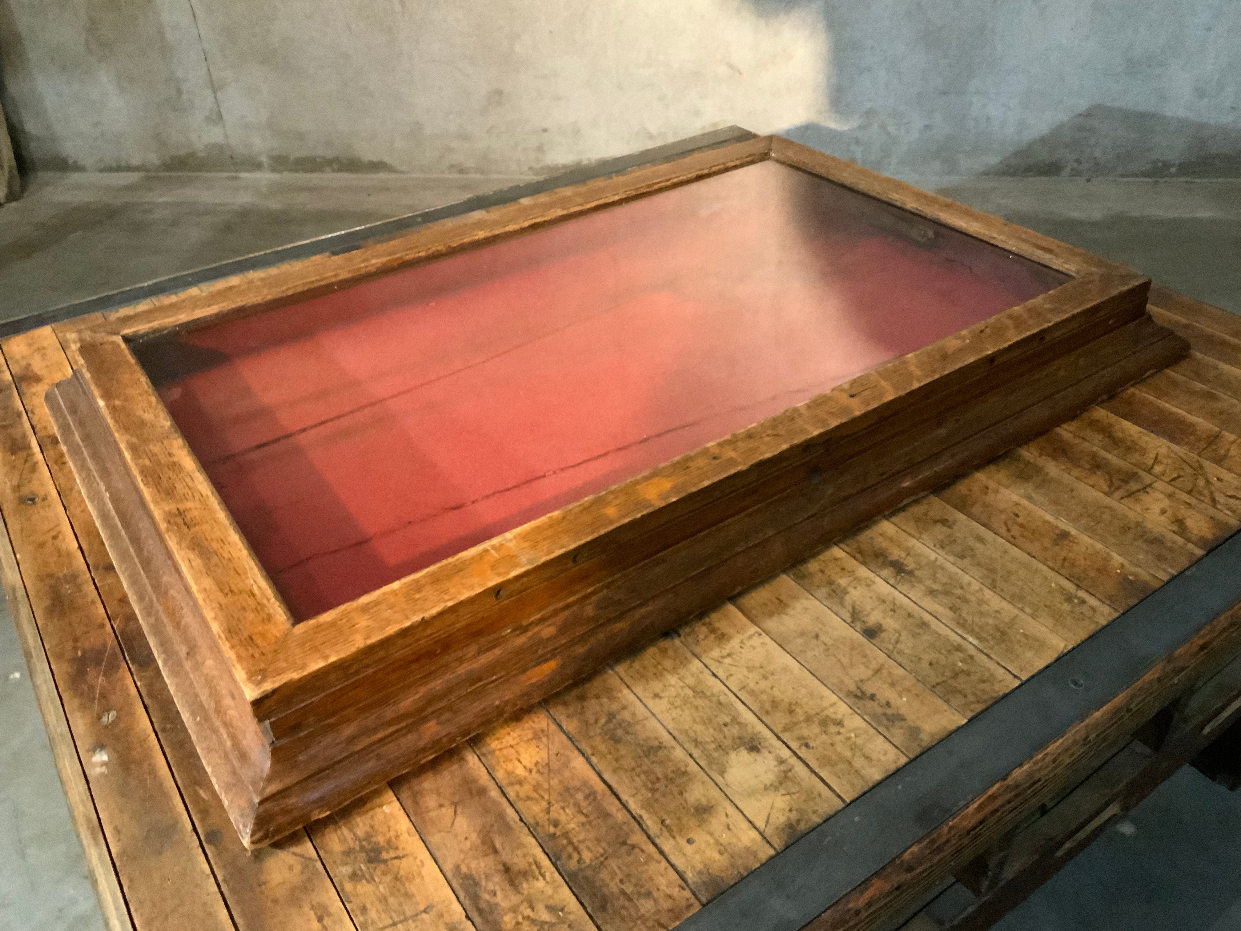 1890 oak counter top mercantil display cabinet