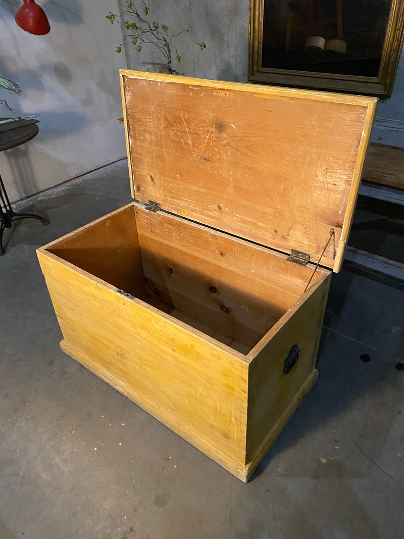 1880 pine dovetailed Blanket box in original paint | Scott Landon Antiques and Interiors.