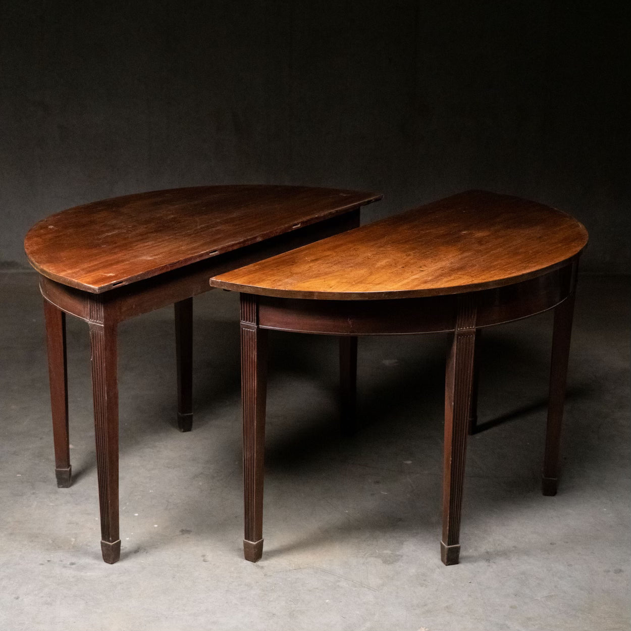 C 1840 Pair Demi-Lune Mahogany Console table