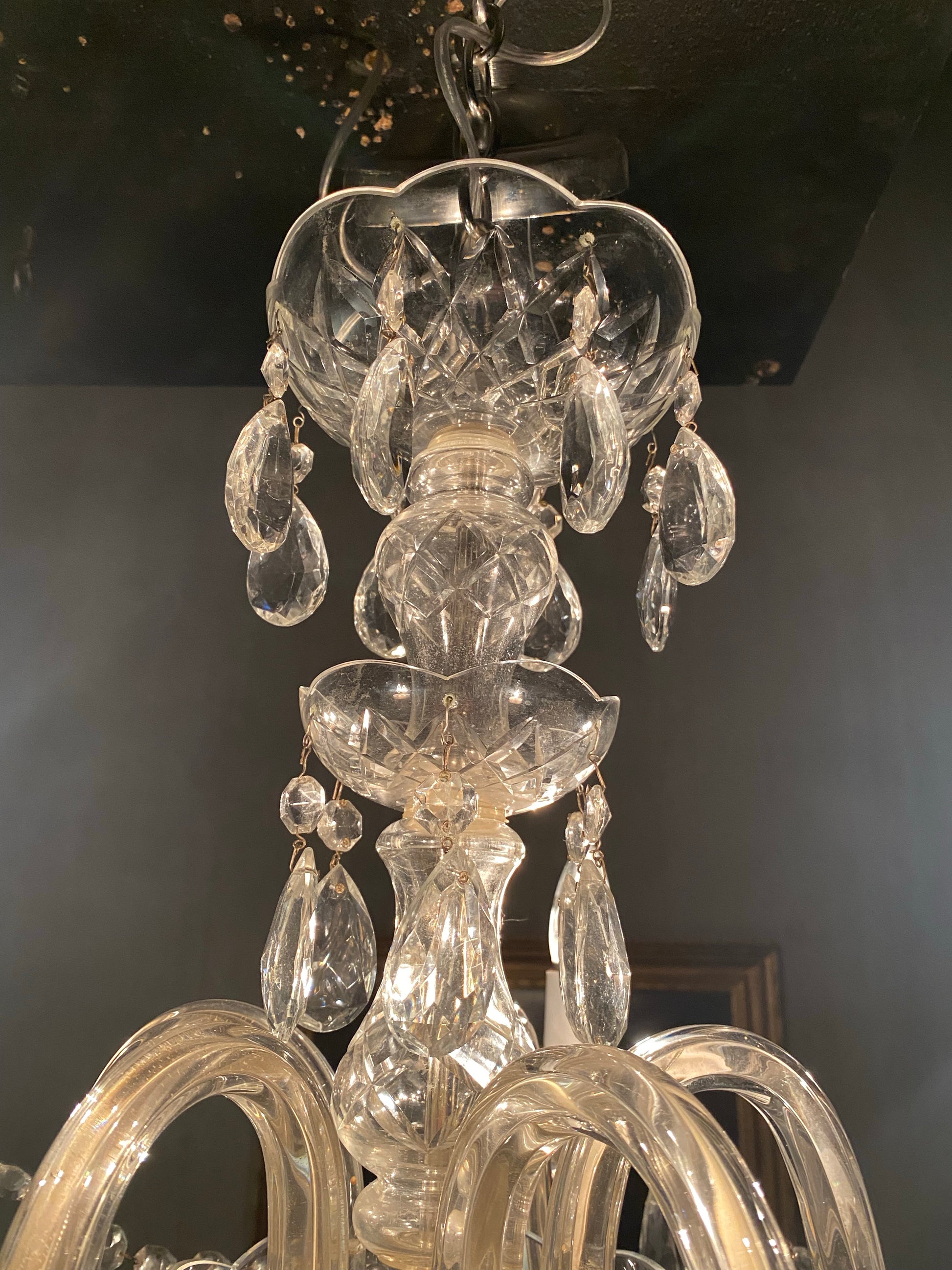 1950  glass crystal chandelier | Scott Landon Antiques and Interiors.