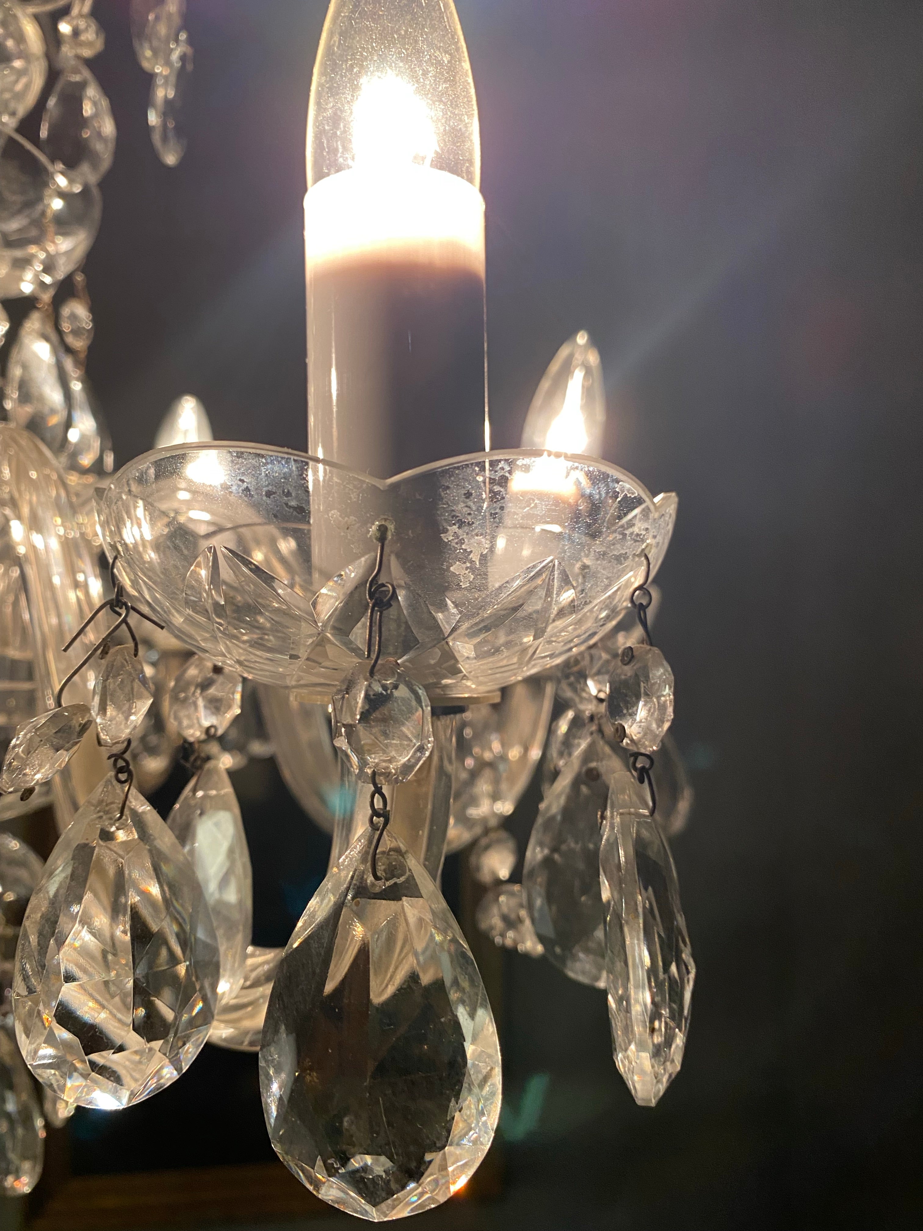 1950  glass crystal chandelier | Scott Landon Antiques and Interiors.