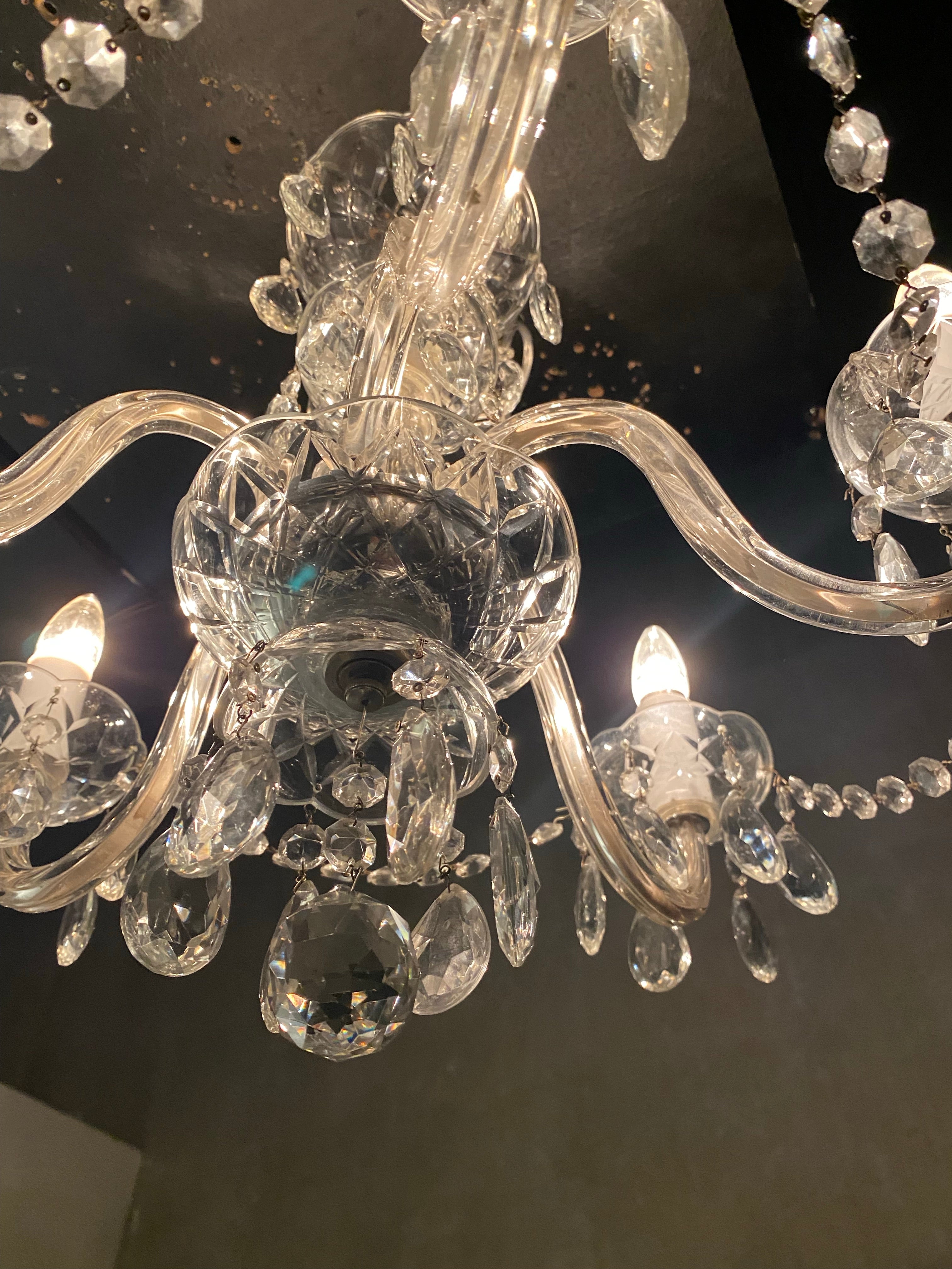 1950  glass crystal chandelier | Scott Landon Antiques and Interiors.