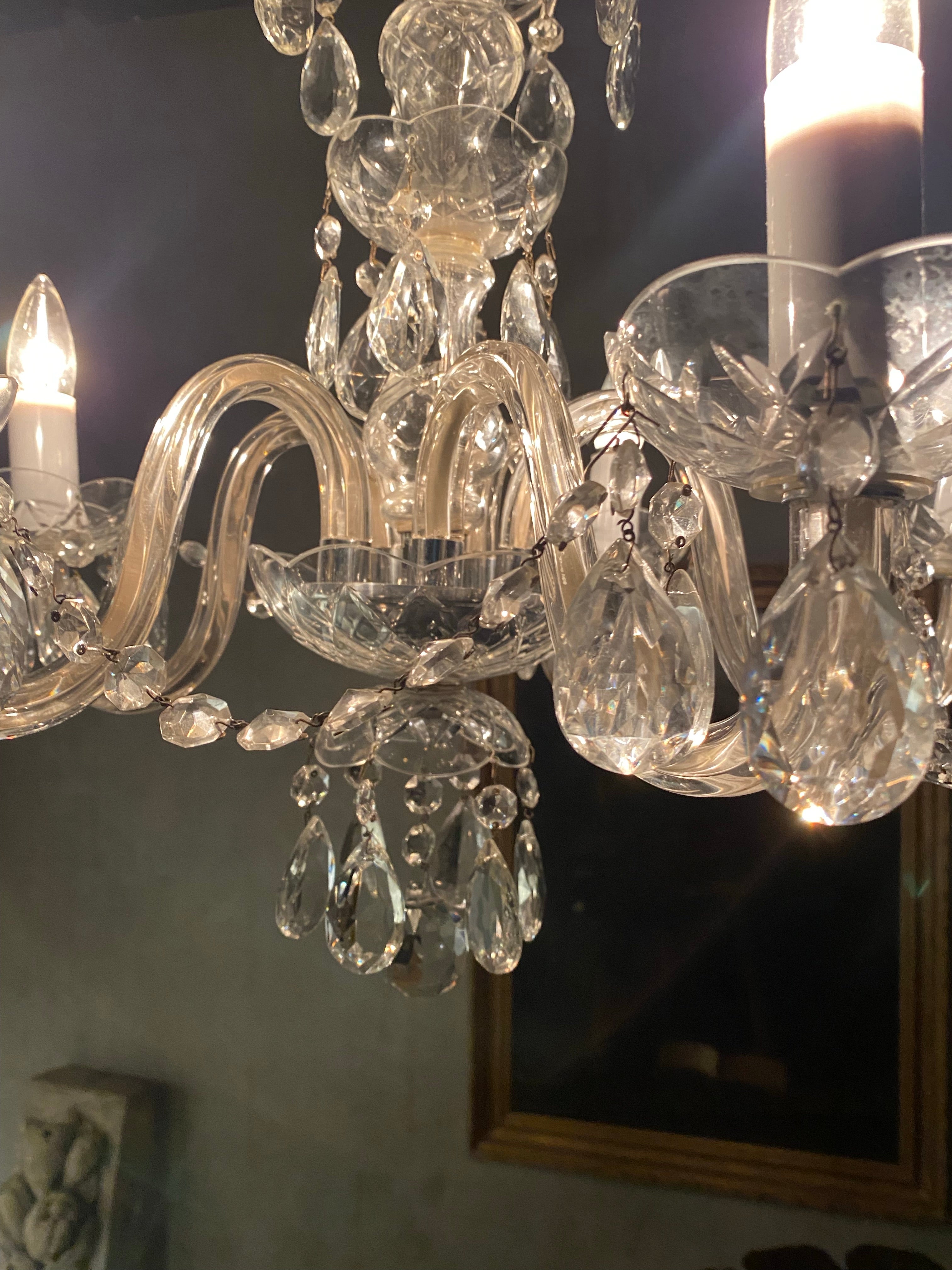 1950  glass crystal chandelier | Scott Landon Antiques and Interiors.