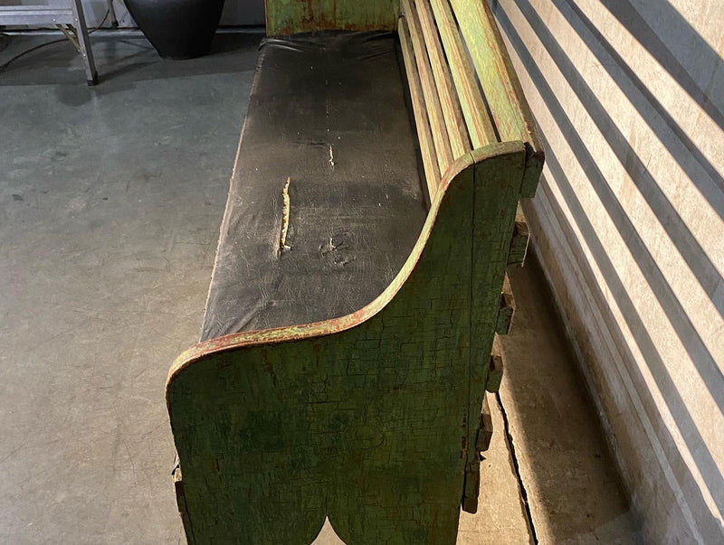 1890 Painted Pine Mennonite  Station Bench | Scott Landon Antiques and Interiors.