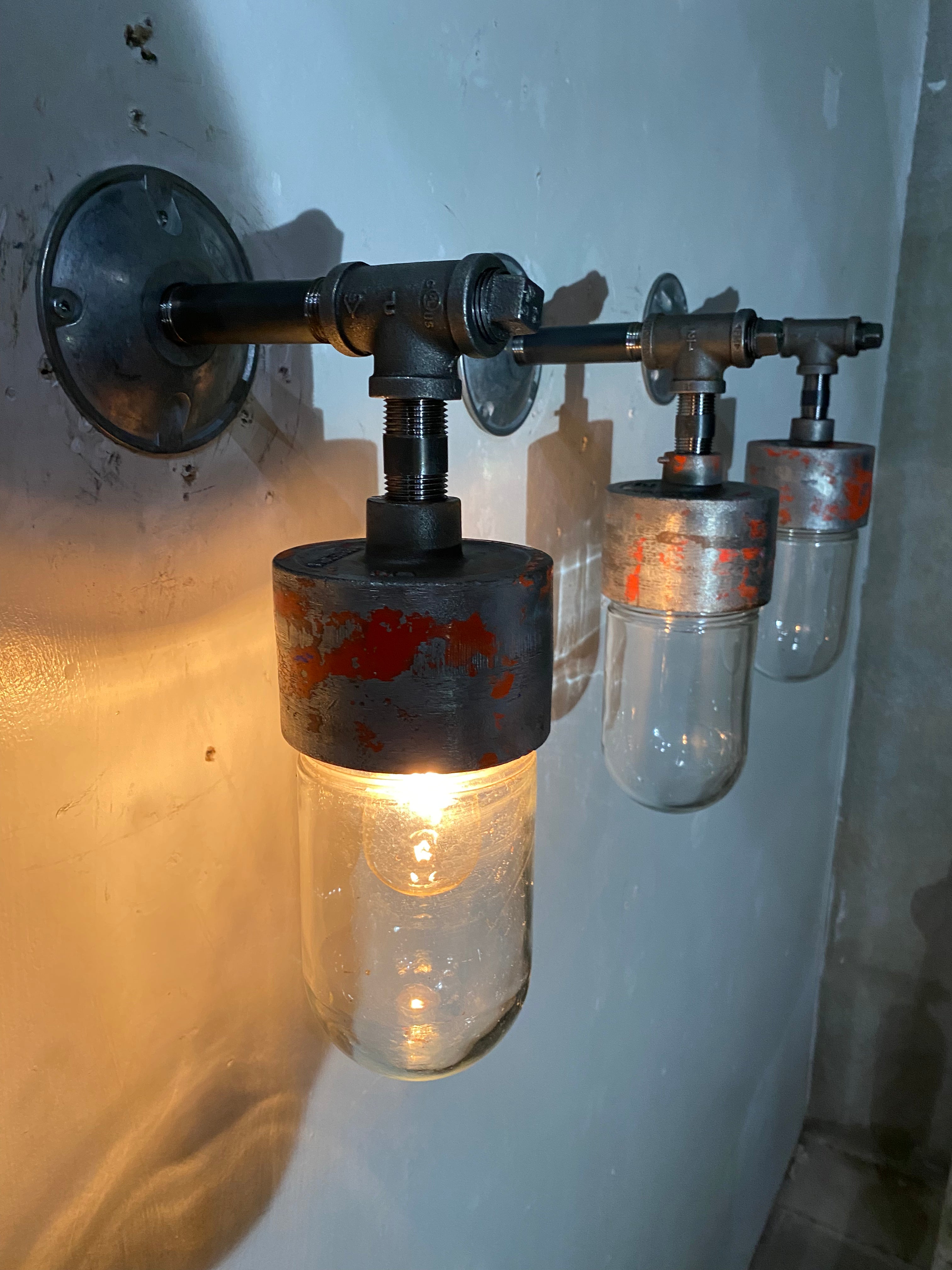 1940 Appleton Industrial Sconces with Glass Globes