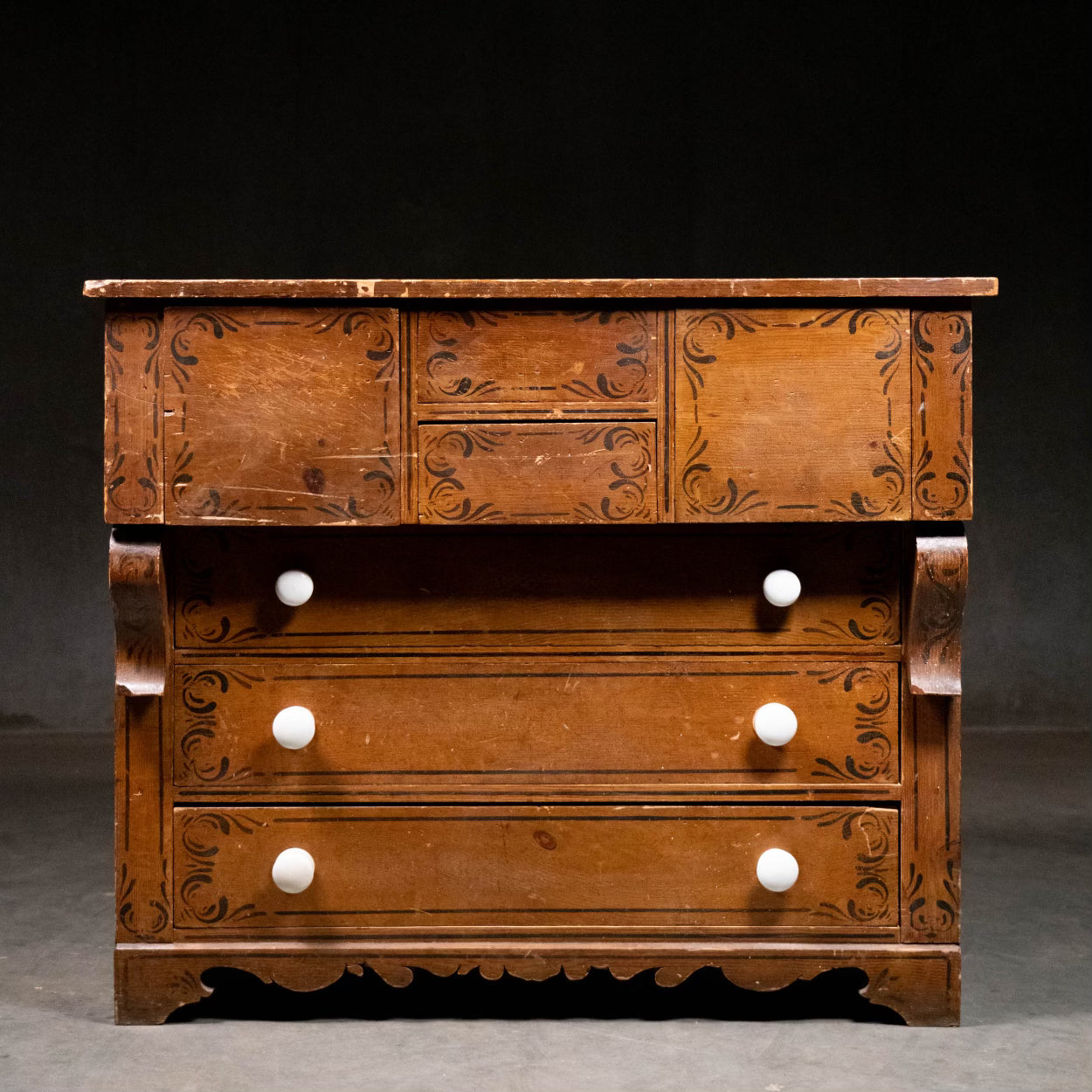 C 1870 Canadiana Pine Chest of Drawers Newfoundland