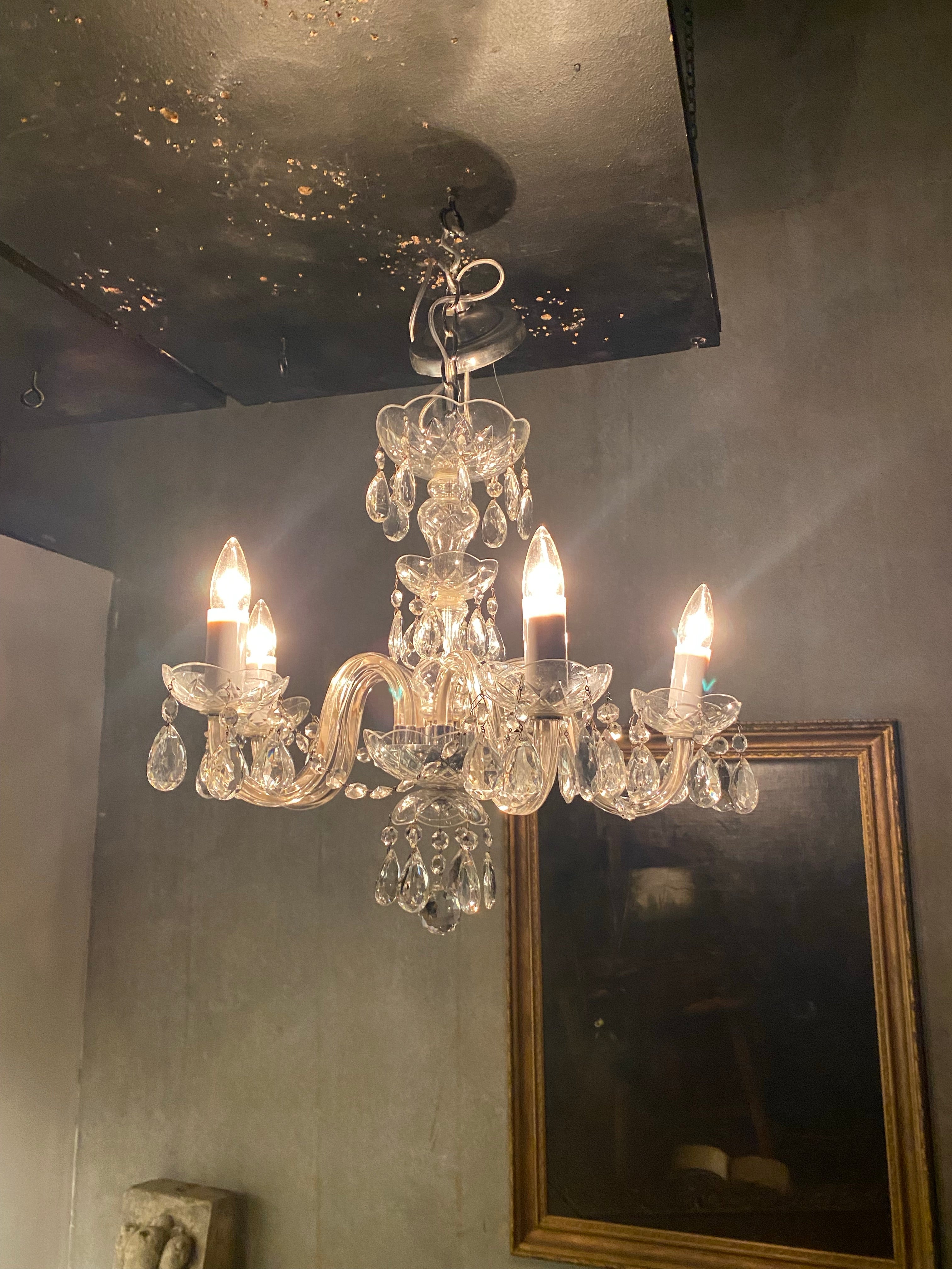 1950  glass crystal chandelier | Scott Landon Antiques and Interiors.